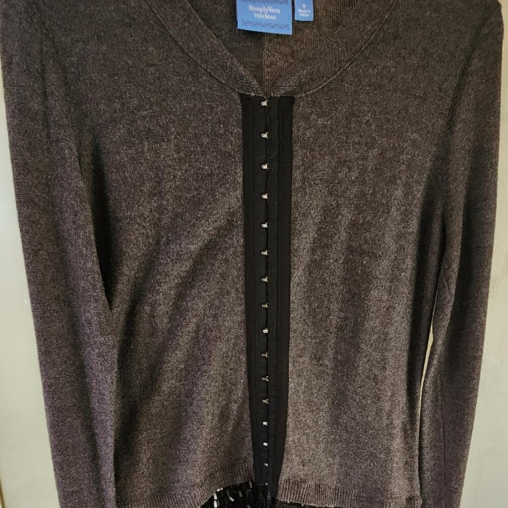 Simply Vera Vera Wang Gray Cotton Blend Sweater with Sequin Detail Size S